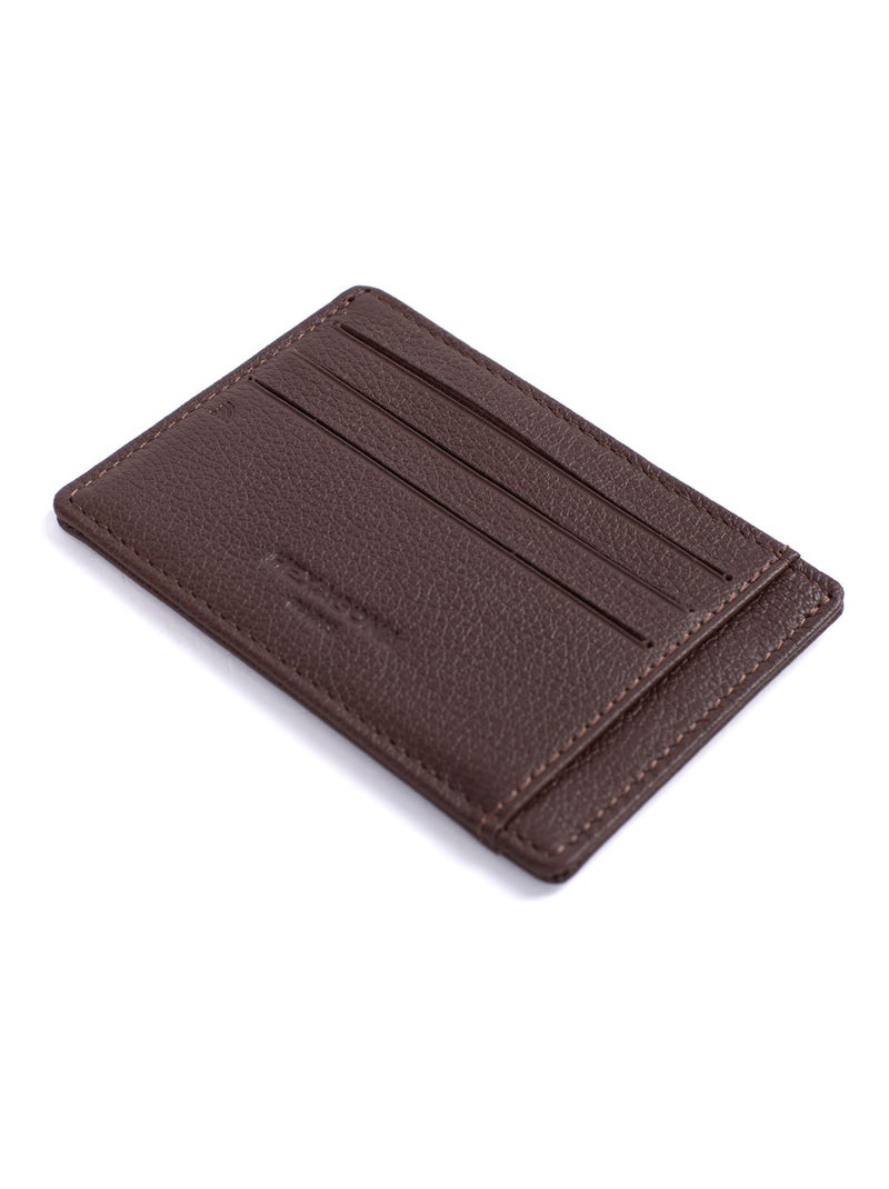 Tarjetero - detener rfid - cuero confort hexagona Marrón chocolate - Kiabi