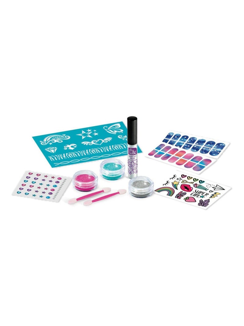 Tatuajes y uñas brillantes con purpurina Multicolor - Kiabi