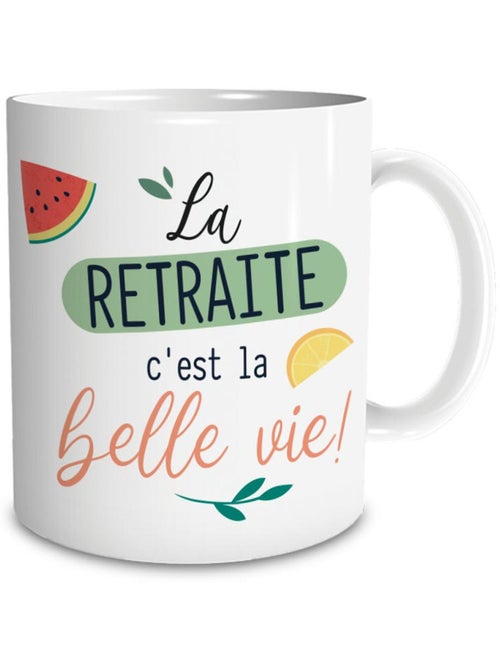 Taza blanca de cerámica para jubilación 320 ml la retraite c’est la belle vie - Kiabi