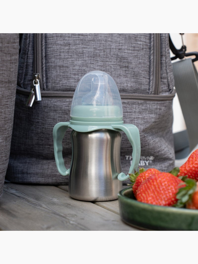 Taza de aprendizaje de acero inoxidable 180 ml Thermobaby a prueba de fugas con boquilla de silicona Verde - Kiabi