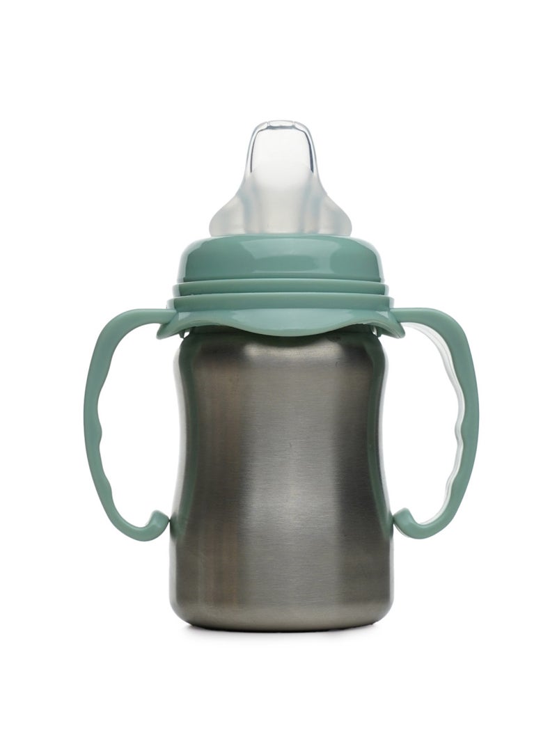 Taza de aprendizaje de acero inoxidable 180 ml Thermobaby a prueba de fugas con boquilla de silicona Verde - Kiabi