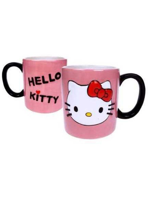 Taza de café hello kitty rosa de cerámica con asa negra mate - Kiabi