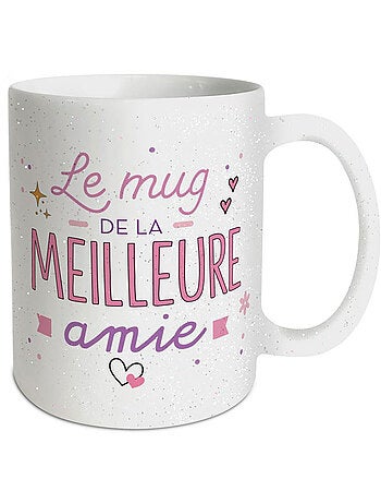 Taza de cerámica best friend con purpurina por ambas caras – 320 ml
