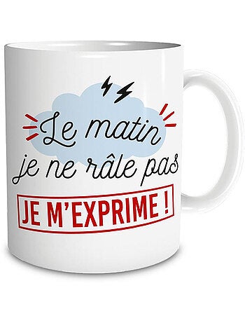 Taza de cerámica con asa - le matin je ne râle pas - 320 ml