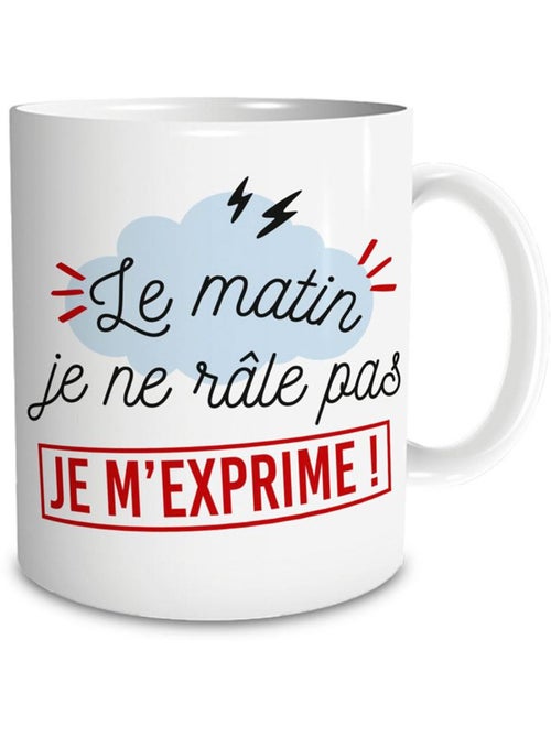 Taza de cerámica con asa - le matin je ne râle pas - 320 ml - Kiabi