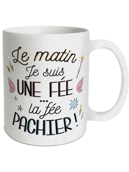 Taza de cerámica con purpurina 320 ml - le matin je suis une fée - Kiabi
