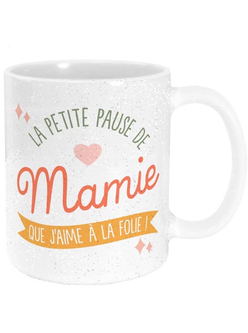 Taza de cerámica con purpurina 320 ml la petite pause de mamie - Kiabi