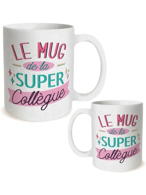 Taza de cerámica con purpurina por ambas caras 320 ml le mug de la super collègue - Kiabi