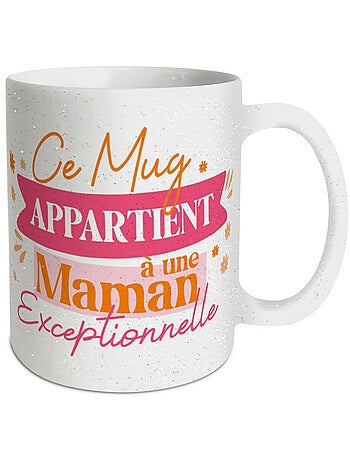 Taza de cerámica decorada con purpurina 320 ml mamá excepcional