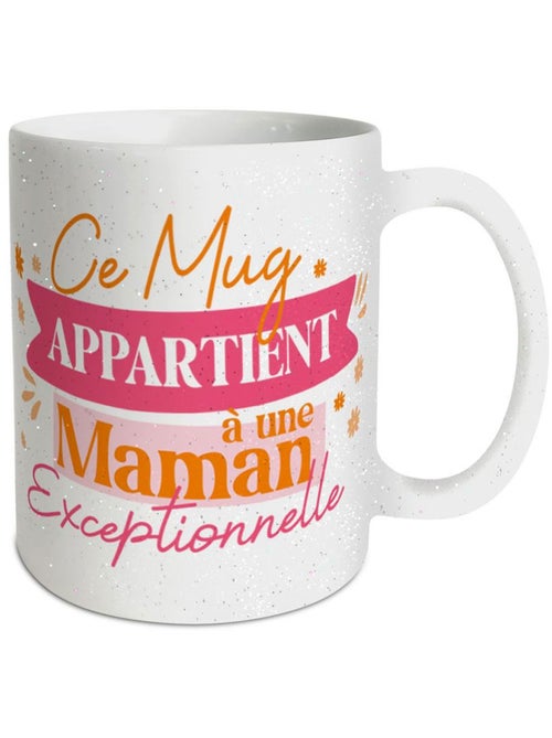 Taza de cerámica decorada con purpurina 320 ml mamá excepcional - Kiabi