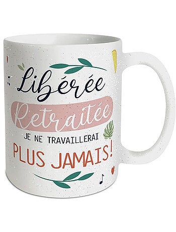 Taza de cerámica estampada para jubilada, 320 ml – libéré retraitée