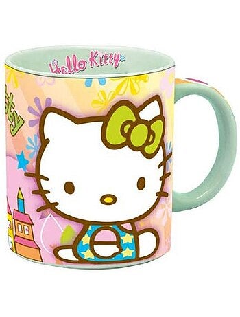Taza de cerámica hello kitty multicolor con asa menta