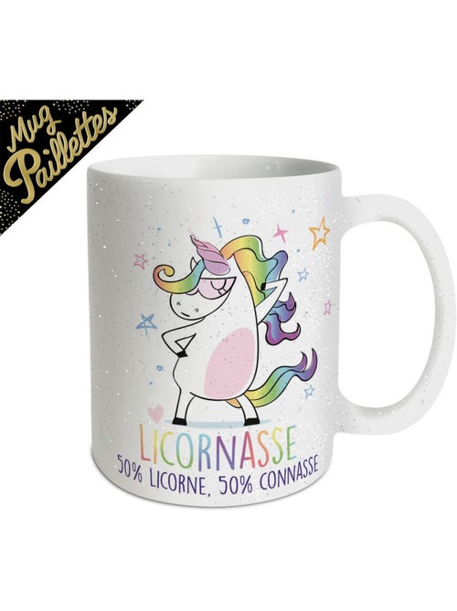 Taza de cerámica licornasse con efecto glitter 9 x 8 cm - Kiabi