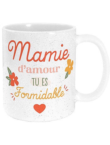 Taza de cerámica mamie d’amour con efecto de purpurina plateada 320 ml