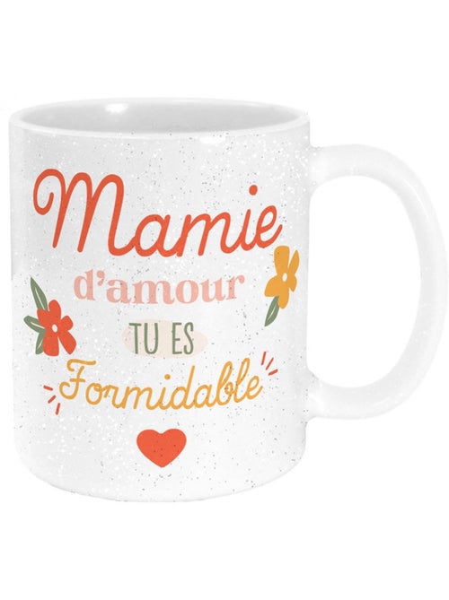 Taza de cerámica mamie d’amour con efecto de purpurina plateada 320 ml - Kiabi