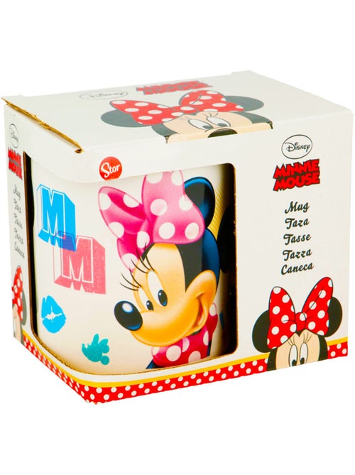 Taza de cerámica minnie – 325 ml, motivo de lunares rosa y blanco - Kiabi