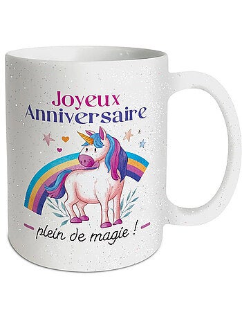 Taza decorativa de cumpleaños con unicornio de cerámica 320 ml