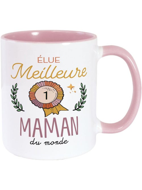 Taza decorativa rosa de cerámica elected best mom of the world - Kiabi