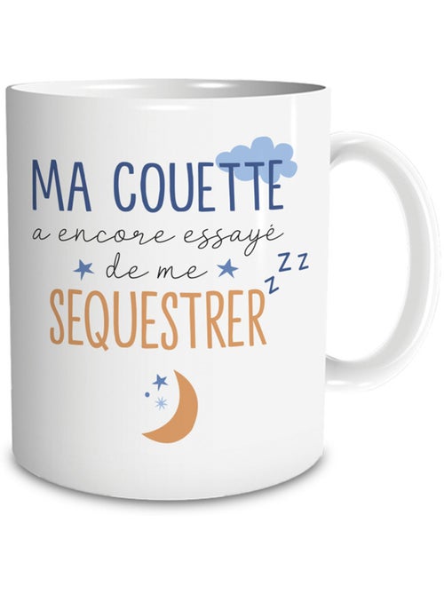 Taza humorística de cerámica blanca ma couette a encore essayé de me séquestrer - Kiabi