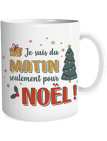 Taza navideña de cerámica stc - je suis du matin seulement pour noël