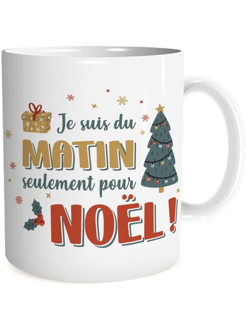 Taza navideña de cerámica stc - je suis du matin seulement pour noël - Kiabi