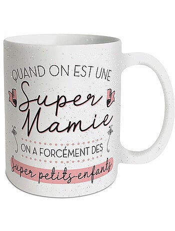 Taza súper abuela con purpurina