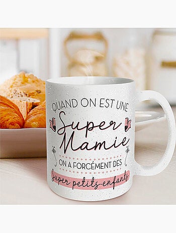 Taza súper abuela con purpurina