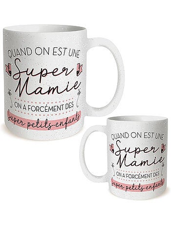 Taza súper abuela con purpurina