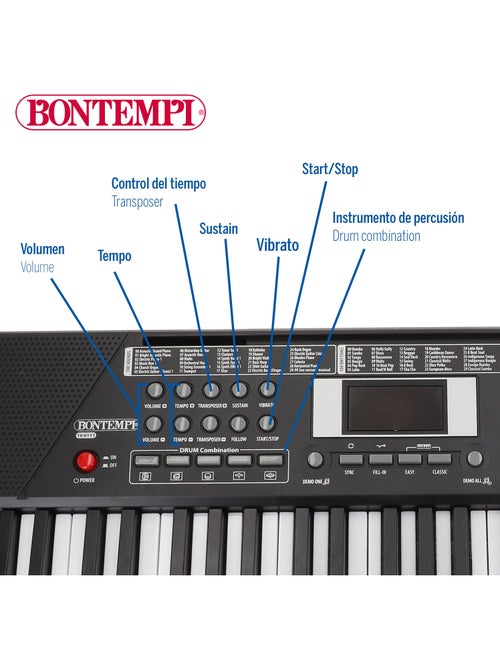Teclado digital con atril 61 teclas bontempi - Kiabi Teclado digital con atril 61 teclas bontempi - Kiabi