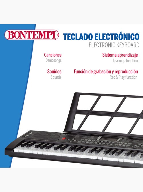 Teclado digital con atril y patas 54 teclas bontempi - Kiabi Teclado digital con atril y patas 54 teclas bontempi - Kiabi
