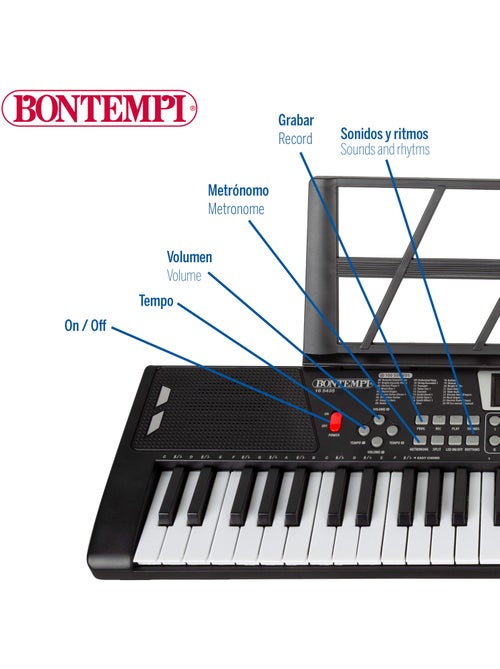 Teclado digital con atril y patas 54 teclas bontempi - Kiabi Teclado digital con atril y patas 54 teclas bontempi - Kiabi