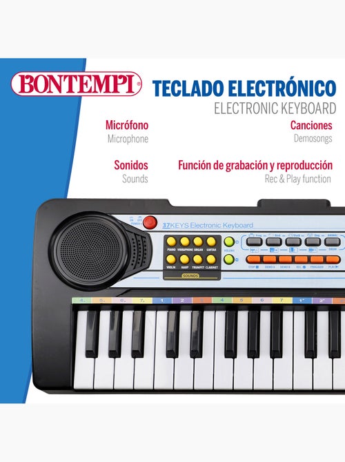 Teclado piano electrónico c/micrófono 37 teclas para niños bontempi - Kiabi Teclado piano electrónico c/micrófono 37 teclas para niños bontempi - Kiabi