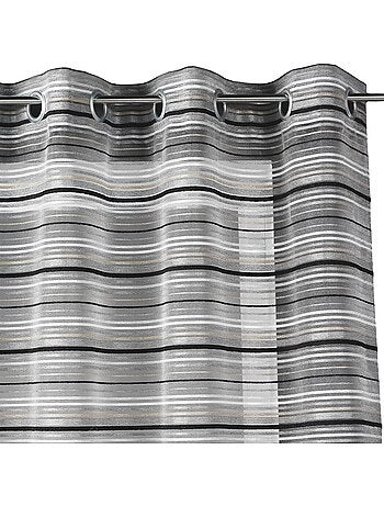 Tejido de organza a rayas horizontales con ojales