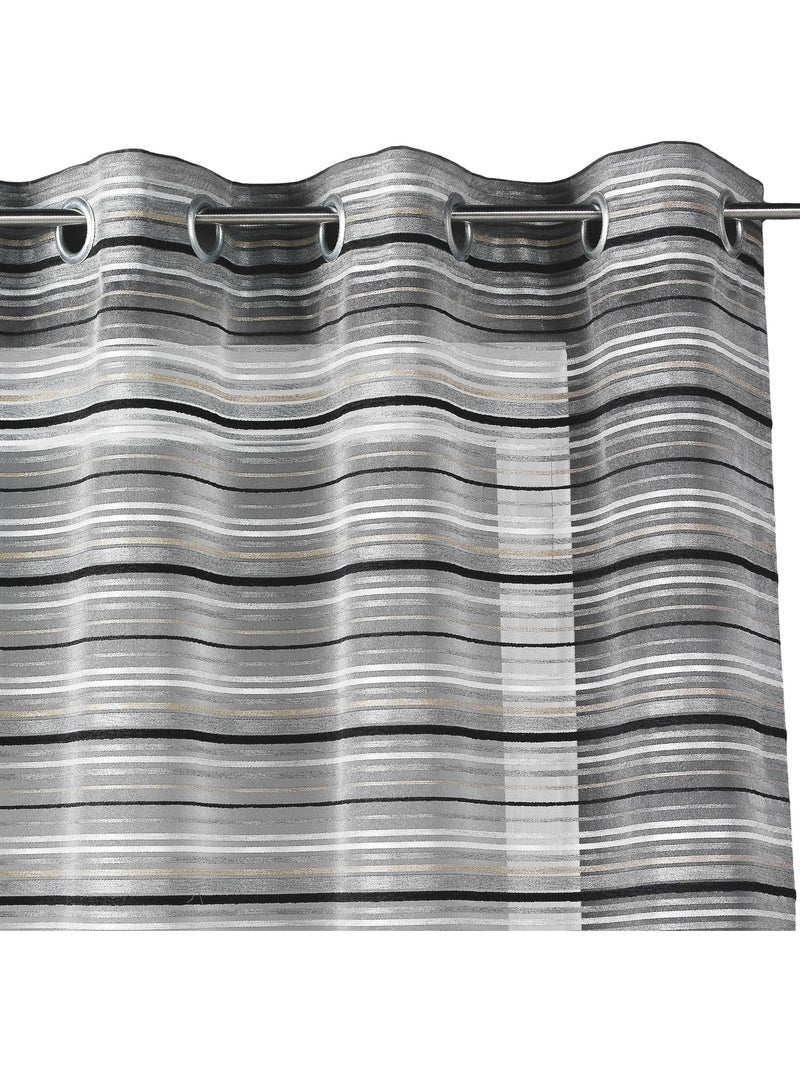 Tejido de organza a rayas horizontales con ojales Gris antracita - Kiabi