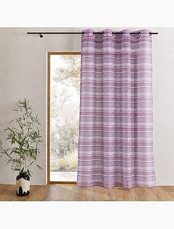 Tejido de organza a rayas horizontales con ojales
