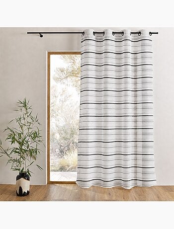 Tejido de organza a rayas horizontales con ojales