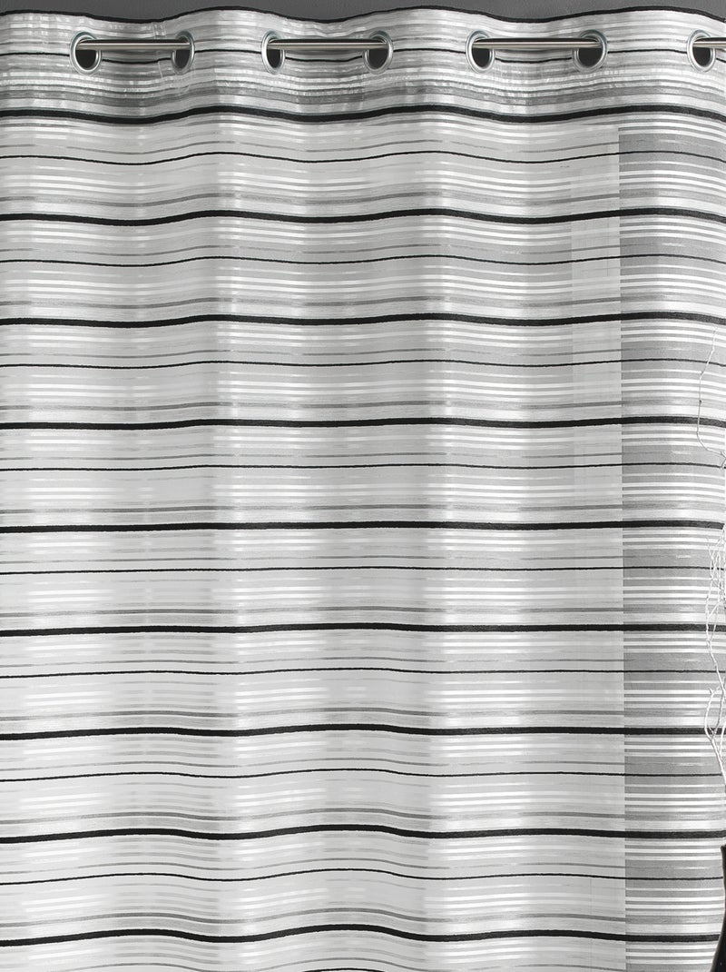 Tejido de organza a rayas horizontales con ojales Plata - Kiabi