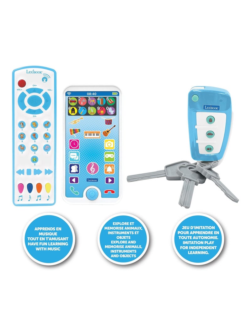Teléfono móvil educativo, mando a distancia y llavero Azul - Kiabi