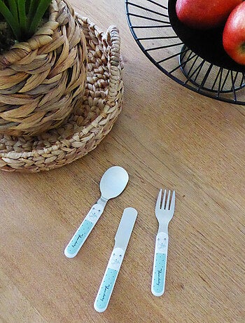 Thermobaby Estuche de cubiertos infantiles de acero inoxidable diseño Bosque