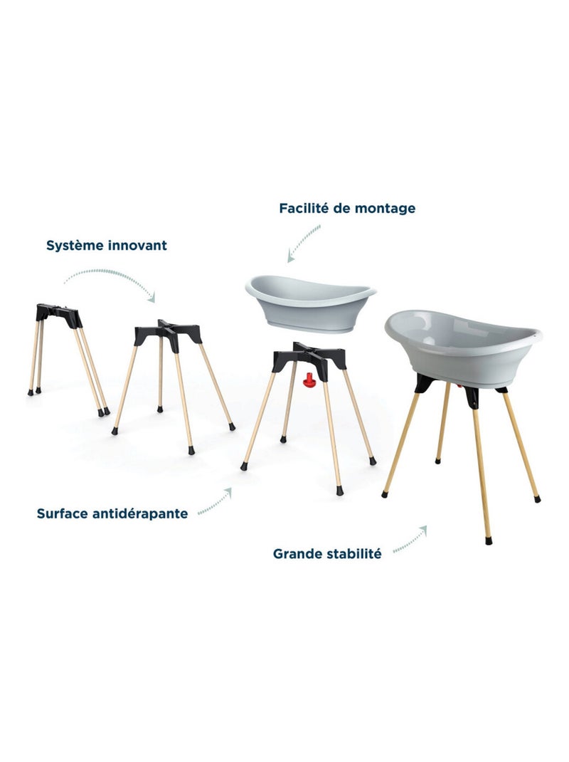 Thermobaby kit de baño VASCO con pie plegable y tubo de desagüe Gris - Kiabi