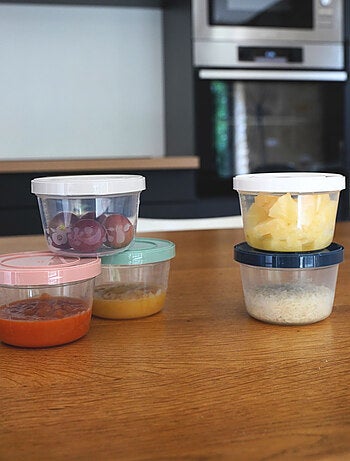 Thermobaby lote de 10 recipientes de comida para bebé de 250 ml con tapas herméticas
