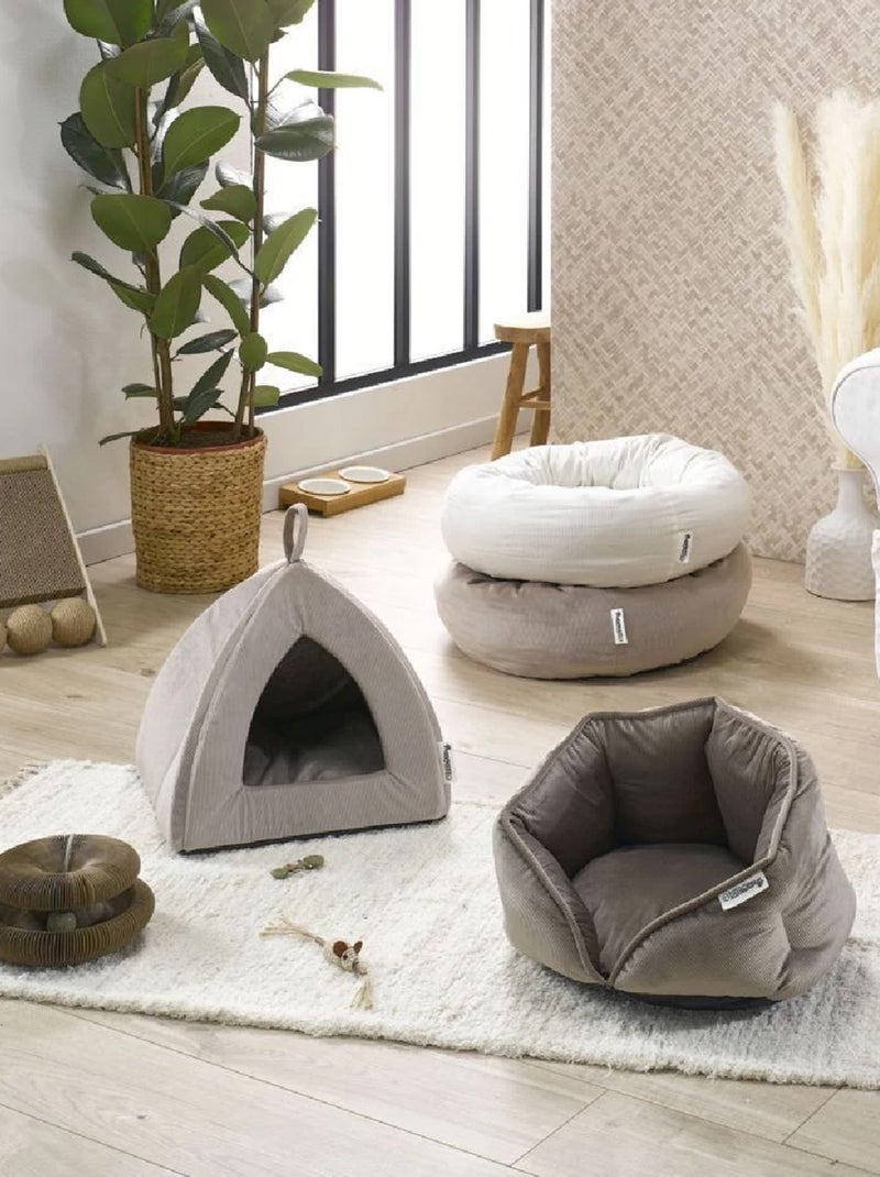 Tienda de campaña de terciopelo de canalé para gato Marrón claro - Kiabi