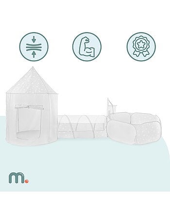 Tienda infantil 3 en 1 mamabrum – castillo, piscina de bolas y túnel de juego