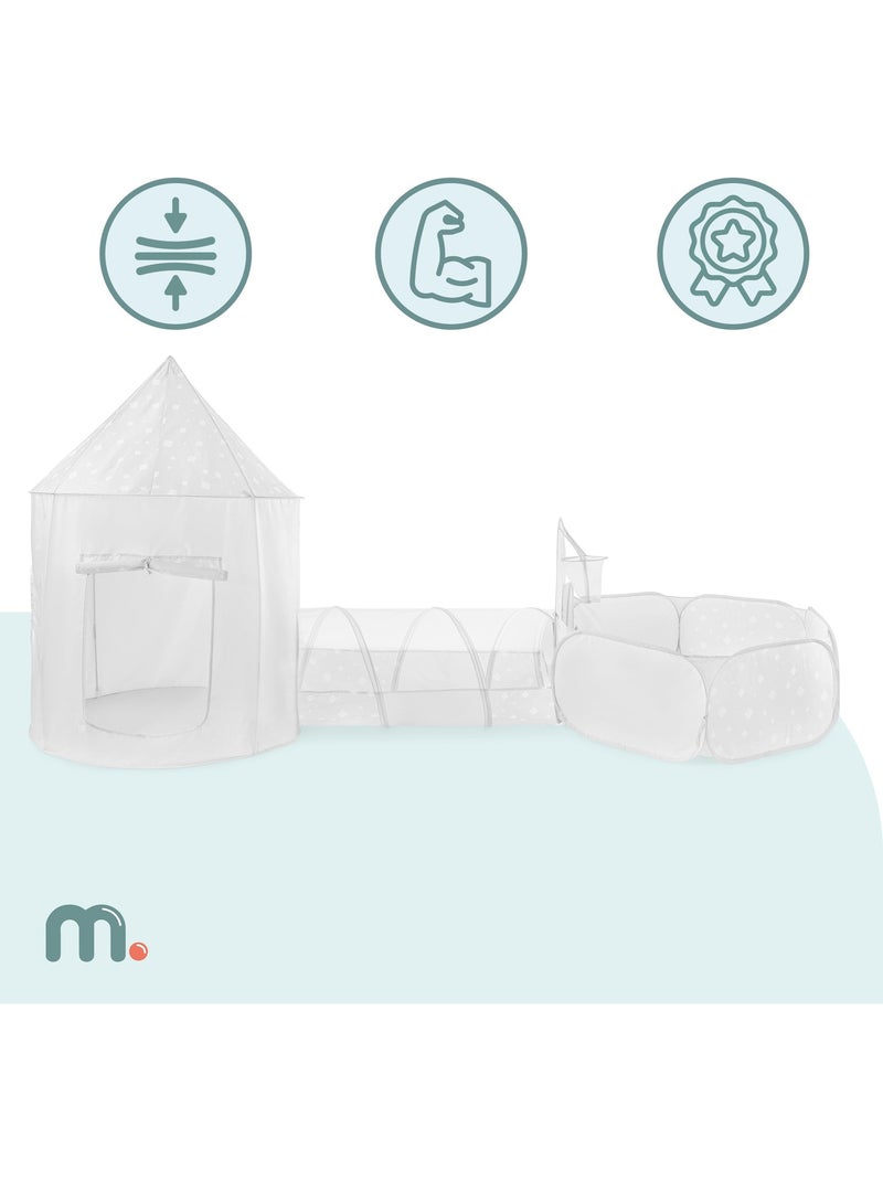 Tienda infantil 3 en 1 mamabrum – castillo, piscina de bolas y túnel de juego Gris - Kiabi