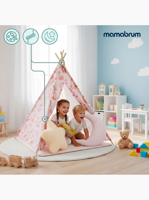 Tipi infantil de juegos mamabrum – con cojines, alfombra y guirnalda led - Kiabi