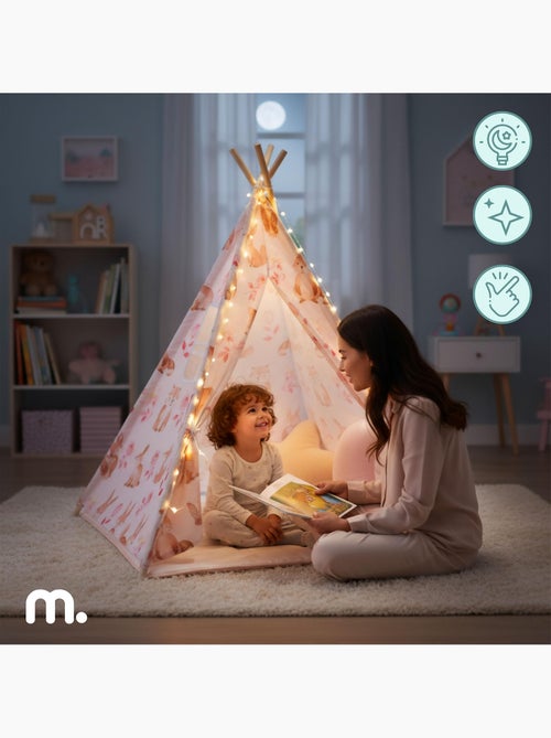 Tipi infantil de juegos mamabrum – con cojines, alfombra y guirnalda led - Kiabi