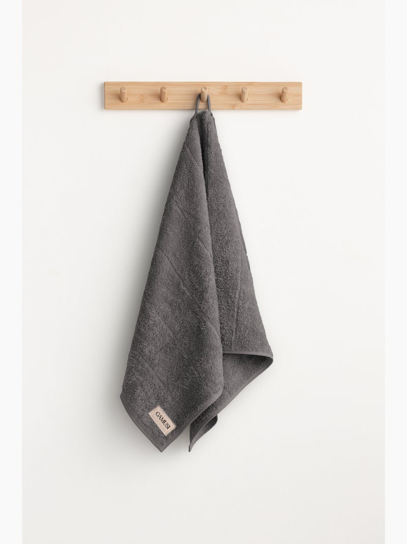 Toalla 100% algodón, rizo 600g/m2, con colgador - Gamusi Gris antracita - Kiabi