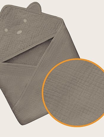 Toalla con capucha de muselina - LIONELO - 100% natural - 80 x 80 cm - Desde el primer día de vida