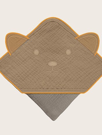 Toalla con capucha de muselina - LIONELO - 100% natural - 80 x 80 cm - Desde el primer día de vida