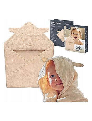 Toalla con capucha de muselina - LIONELO - 100% natural - 80 x 80 cm - Desde el primer día de vida